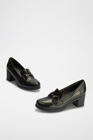 Mocassins à talons en cuir nappa - Noir