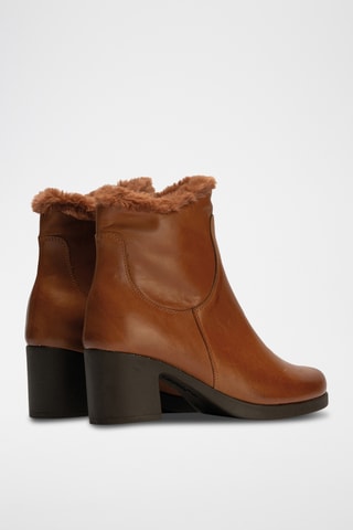 Bottines fourrées en cuir nappa - Camel