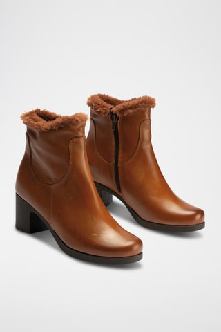 Bottines fourrées en cuir nappa - Camel