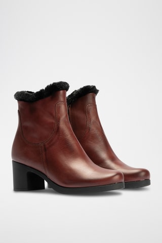 Bottines fourrées en cuir nappa - Bordeaux