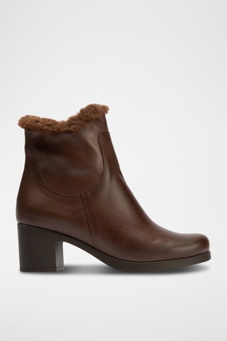 Bottines fourrées en cuir nappa - Marron