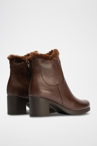 Bottines fourrées en cuir nappa - Marron