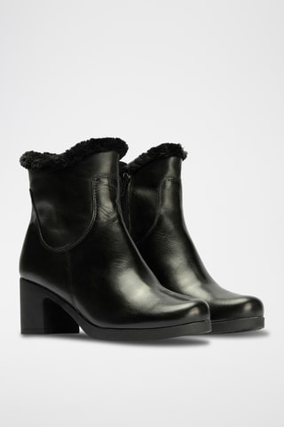 Bottines fourrées en cuir nappa - Noir