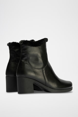 Bottines fourrées en cuir nappa - Noir