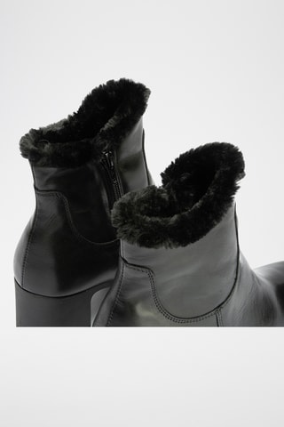 Bottines fourrées en cuir nappa - Noir