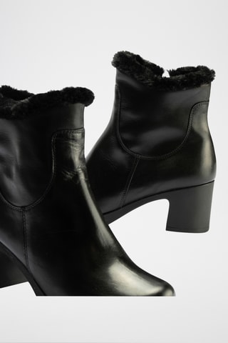 Bottines fourrées en cuir nappa - Noir