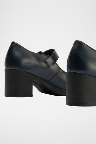 Babies à talons en cuir nappa - Bleu marine