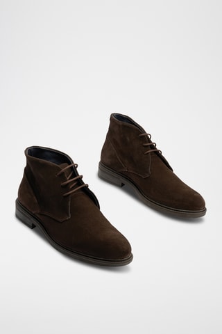 Stivaletti in crosta di pelle - Marrone