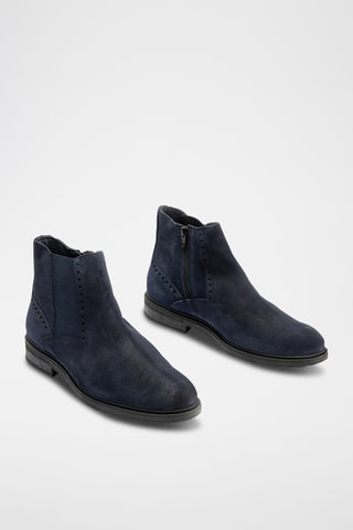 Stivaletti in crosta di pelle - Navy