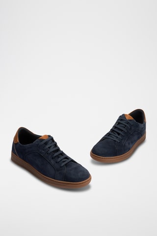 Sneakers in crosta di pelle - Navy