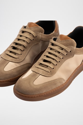 Sneakers in crosta di pelle - Marrone chiaro