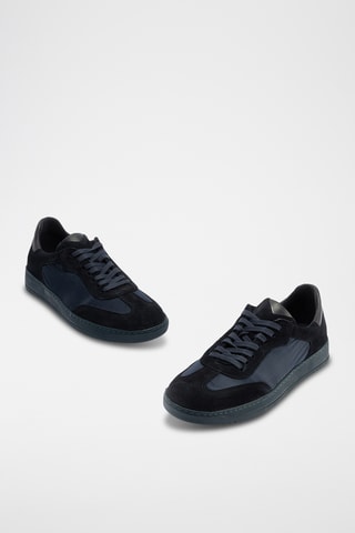 Sneakers in crosta di pelle - Navy