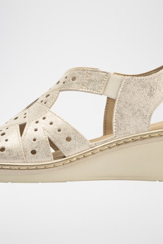 Sandales compensées en cuir - Doré 