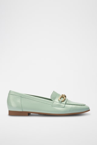 Mocassins en cuir verni - Turquoise