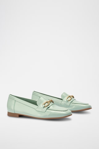 Mocassins en cuir verni - Turquoise