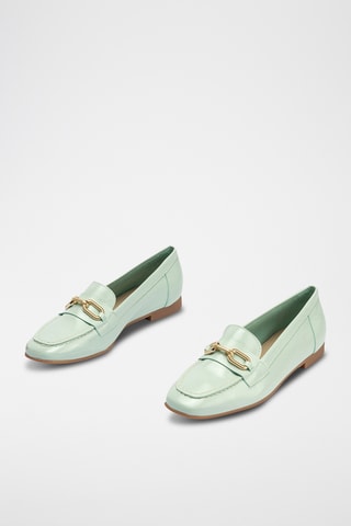 Mocassins en cuir verni - Turquoise