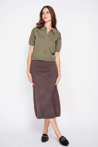 Falda midi  - Marrón