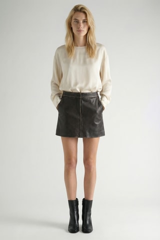 Minigonna in pelle - Nero