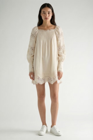 Abito a trapezio in ramia - Ecrù