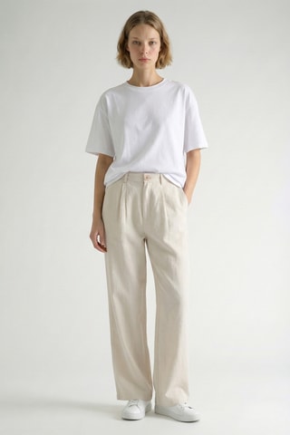 Pantaloni a vita alta in lino - Panna