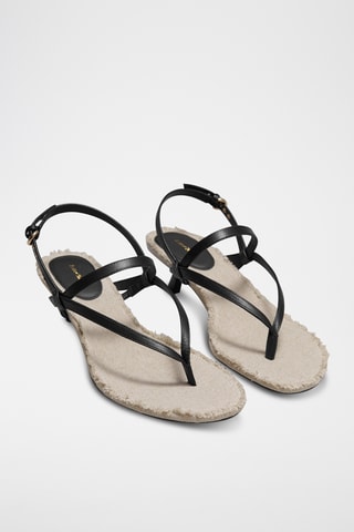 Sandali con tacco in pelle - Nero