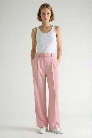 Pantaloni wide legs in lana - Rosa