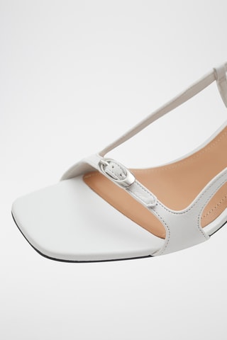 Sandali con tacco in pelle - Bianco