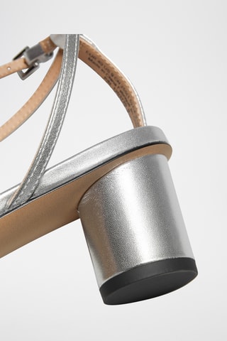 Sandali con tacco in pelle di capra - Argentato