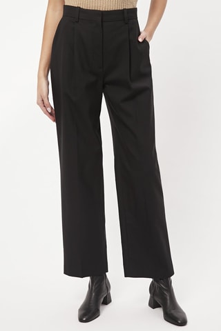 Pantaloni in lana a vita alta - Nero