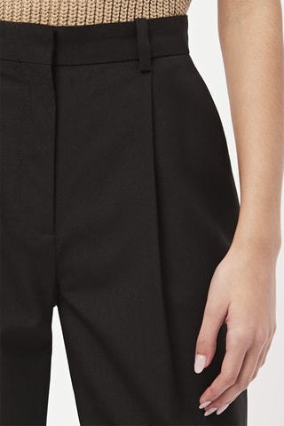 Pantaloni in lana a vita alta - Nero