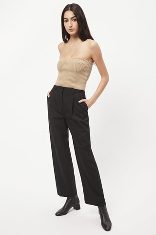 Pantaloni in lana a vita alta - Nero