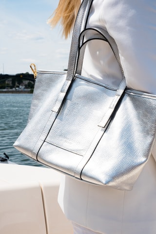 Shopping bag in pelle Mini Malta  - Argentato