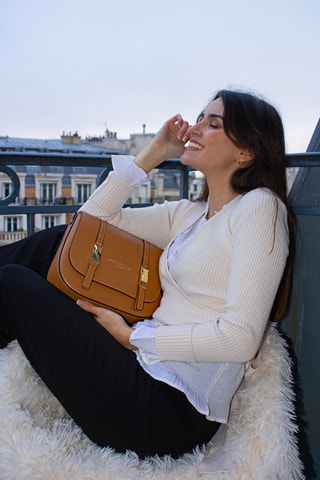 Borsa a tracolla in pelle Tex - Cammello