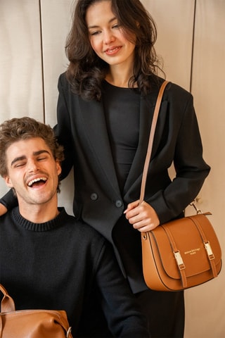 Borsa a tracolla in pelle Tex - Cammello