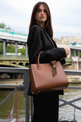 Borsa a mano in pelle Trip Croco - Cammello