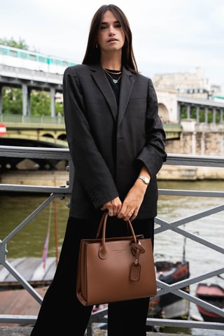 Borsa a mano in pelle Trip Croco - Cammello