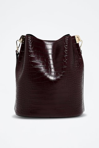 Borsa a secchiello in pelle Bruna - Bordeaux