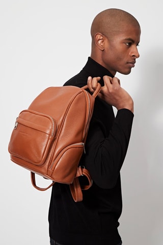 Zaino in pelle Basi - Cammello