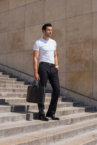 Portadocumenti in pelle Leo - Nero