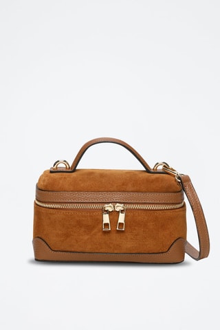 Borsa a tracolla in pelle scamosciata Simos Suede - Cammello