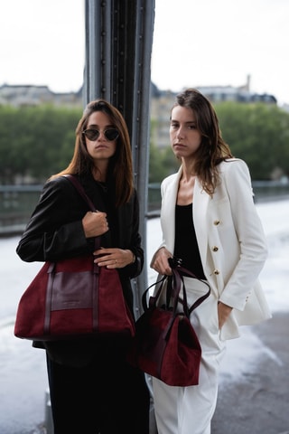 Shopping bag in pelle scamosciata Mini Malta - Bordeaux