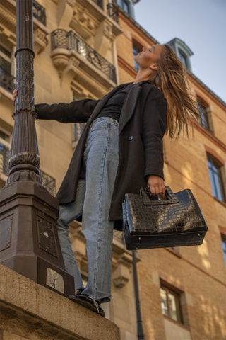 Borsa a mano in pelle Jane - Nero