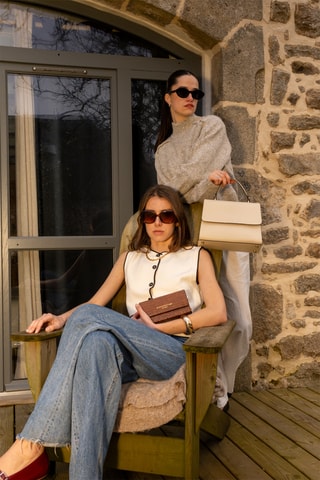 Borsa a mano in pelle Leto - Beige