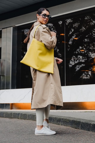 Mala de ombro em couro Ori - Amarelo