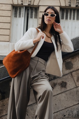 Borsa a spalla in pelle  scamosciata Ori - Marrone