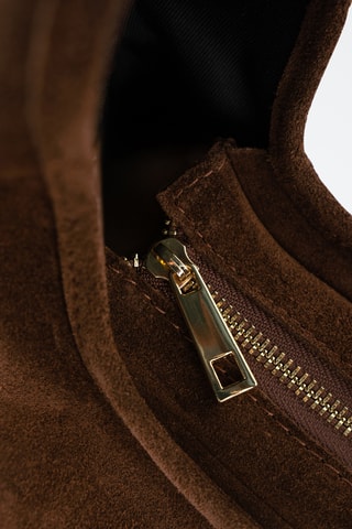 Borsa a spalla in pelle scamosciata  - Marrone