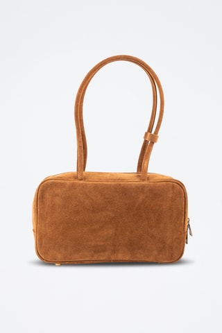 Borsa a spalla in pelle scamosciata  - Cammello