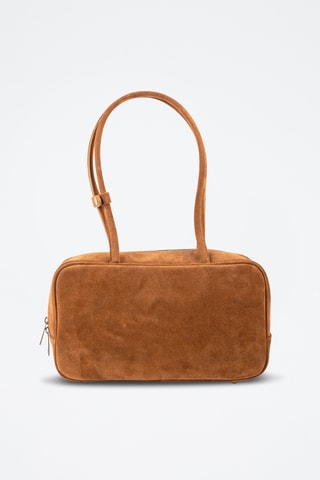 Borsa a spalla in pelle scamosciata  - Cammello