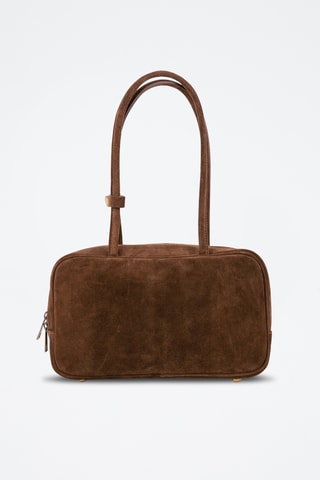 Borsa a spalla in pelle scamosciata  - Marrone