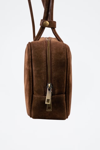 Borsa a spalla in pelle scamosciata  - Marrone